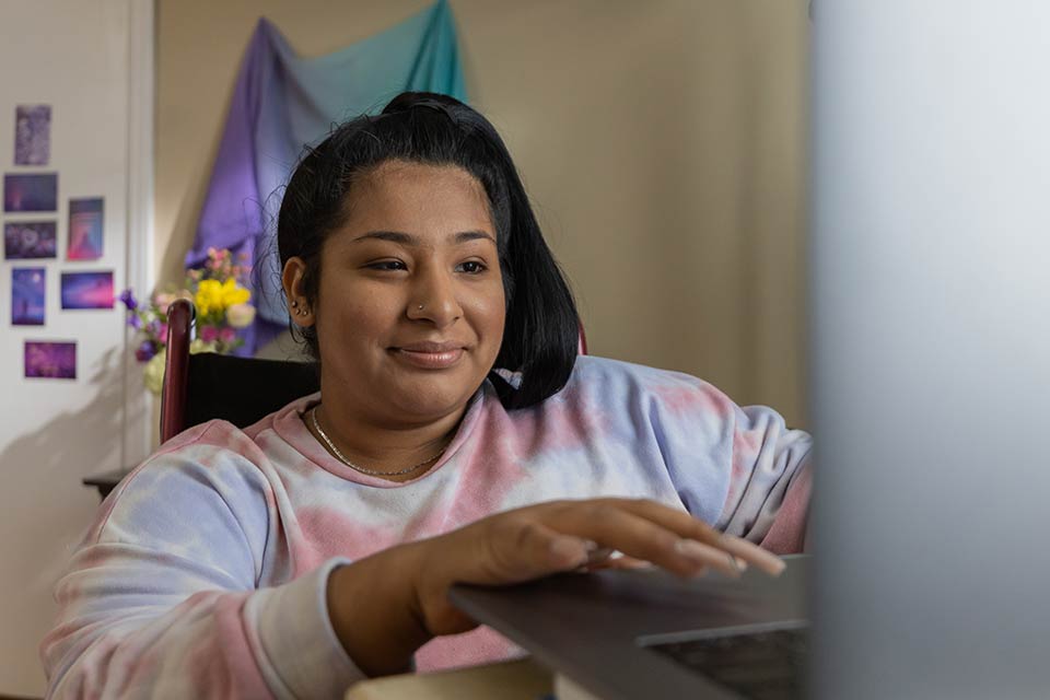 female working on computer