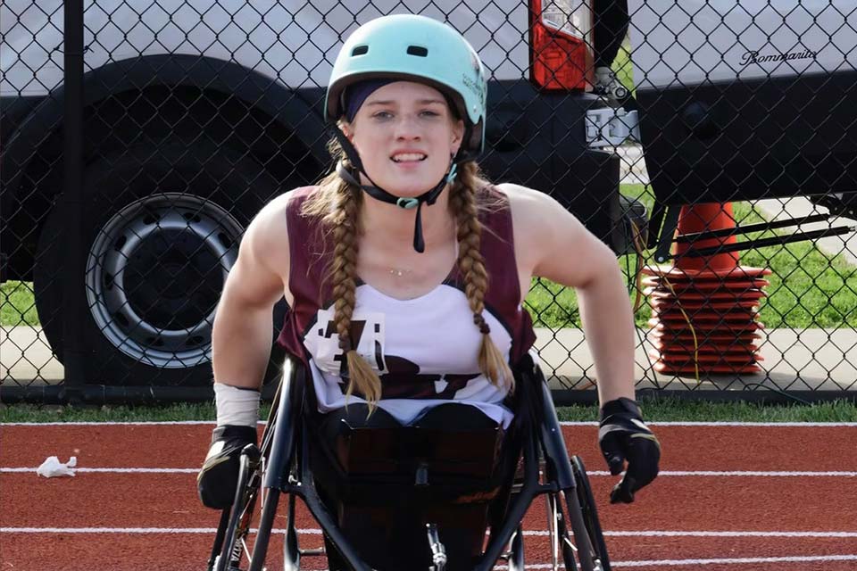 Andrea in her racing wheelchair