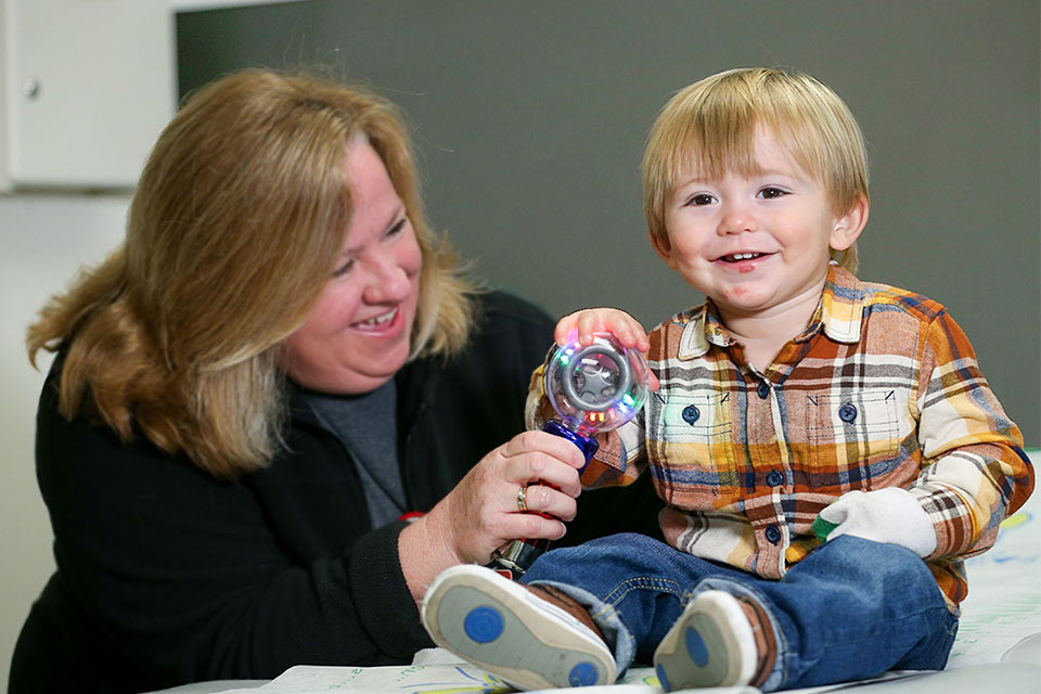 Wound care patient with an adult.