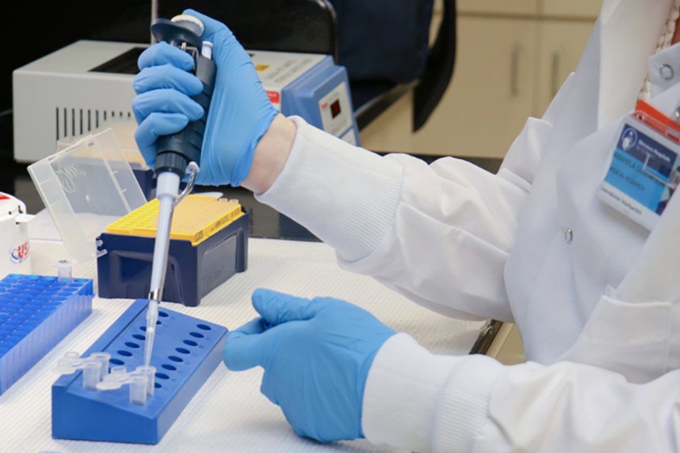 Researcher taking samples